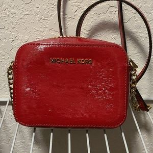 Michael Kors red and gold cross body